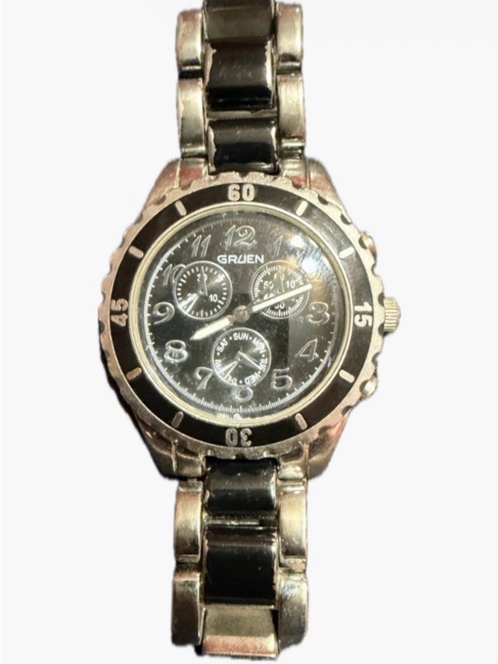Women’s Silver and Black Stainless Steel Chronograph Watch